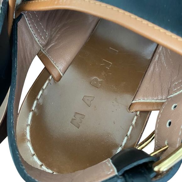 Marni Jeweled Leather Flat Sandals size 39 Black White Red US Size 9 - Picture 7 of 9